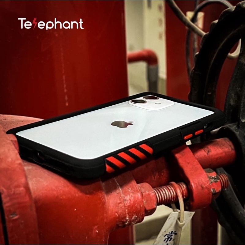 Telephant太樂芬iPhone 黑紅、白紅工業風15 14 13 12 11 Pro Max XR 9Plus