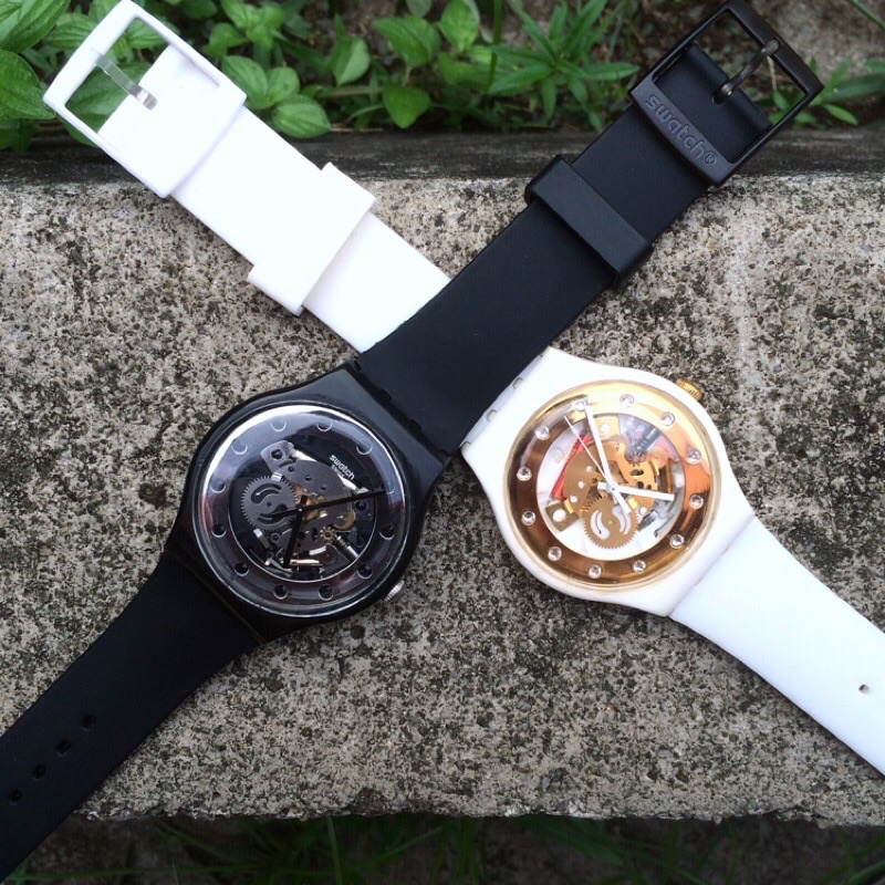 SWATCH 機械錶SILVER GLAM(SUOZ147)/SUNRAY GLAM(SUOZ148) 手錶 情侶對錶
