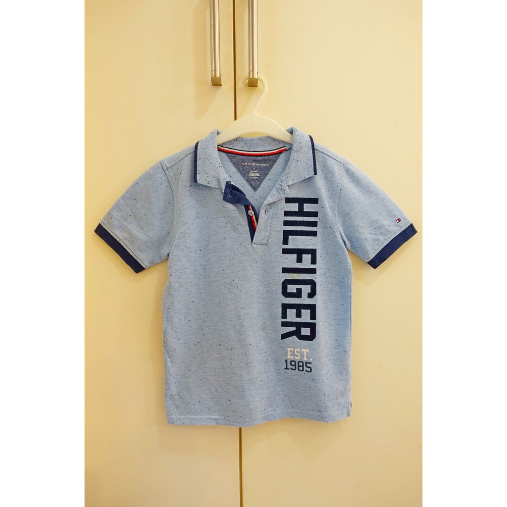 #60【Tommy Hilfiger】水藍雙色Polo衫(6Y)