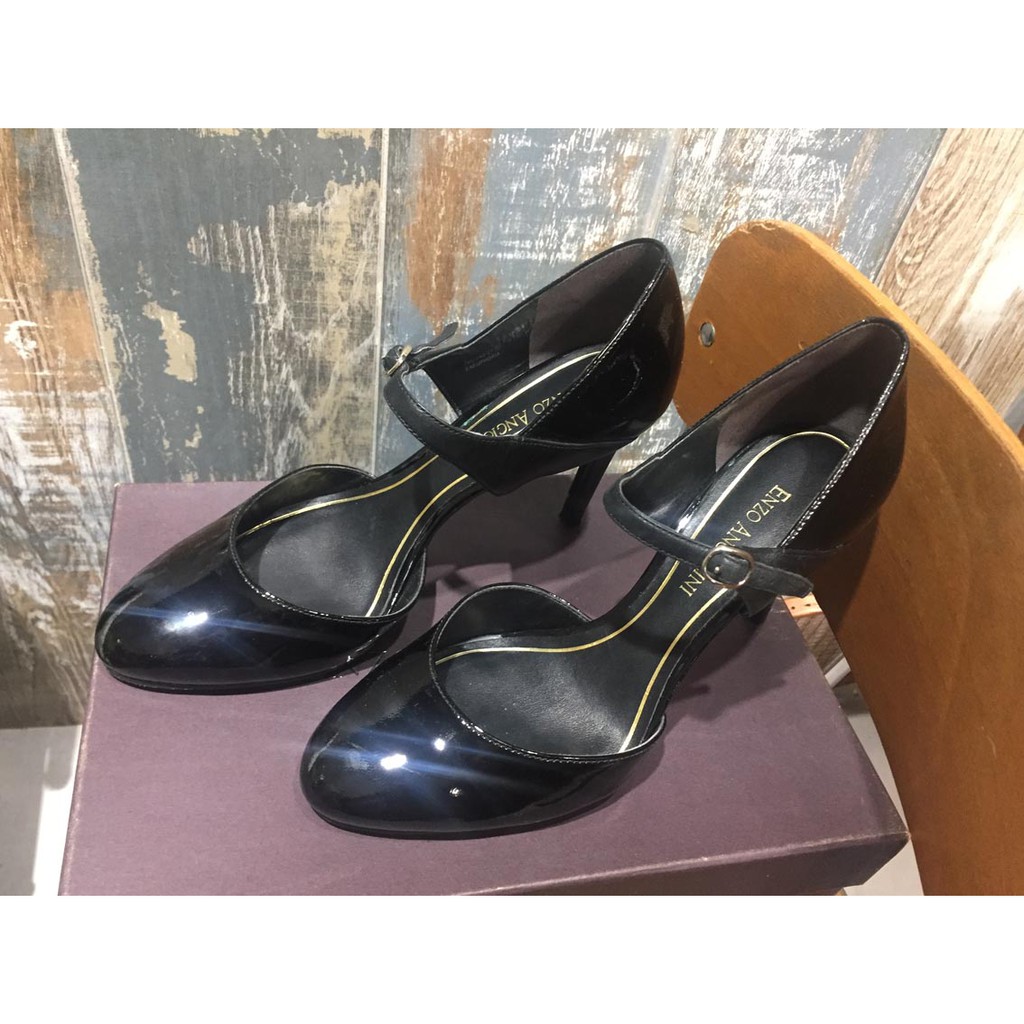 Enzo Angiolini品牌 漆皮高跟鞋 黑色 瑪莉珍款 女鞋usa 7號 九成新 蝦皮購物