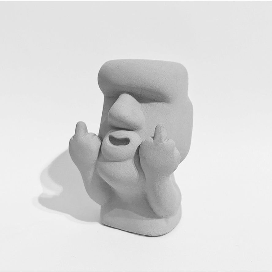 〖T-bone〗圓滾滾系列 第二彈 中指凸凸 造型公仔盆器水泥擴香石 聖誕 交換禮物