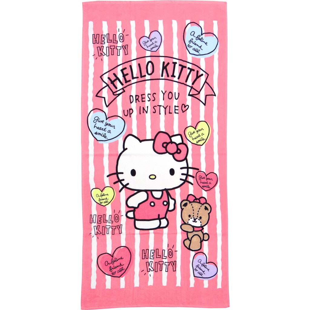 【Sanrio三麗鷗】凱蒂貓愛戀熊熊浴巾 100%棉 76x152cm [新品上市New]