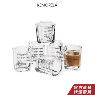 KEMORELA 意式咖啡濃縮盎司杯 濃縮咖啡杯 刻度玻璃杯 玻璃加厚玻璃刻度方形量杯簡約耐熱