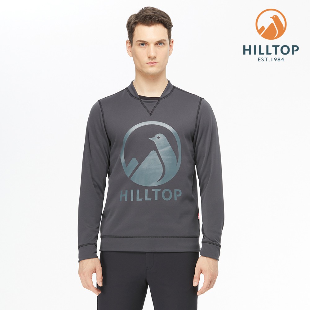 【Hilltop山頂鳥】男款POLYGIENE抗菌LOGO刷毛上衣 H51MJ3 深灰