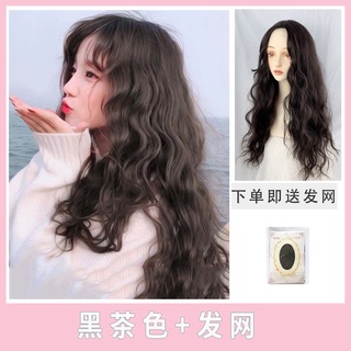 網紅假髮女長捲髮中分無劉海羊毛捲水波紋宋雨琦同款泡面頭頭套式 蝦皮購物