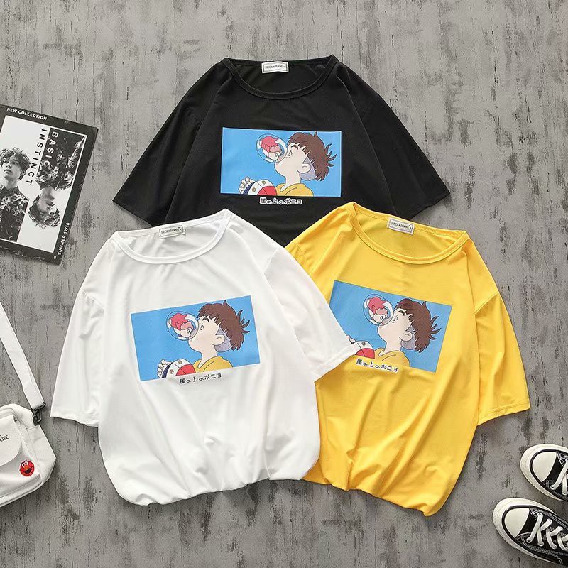 現貨下殺 短袖男夏季寬松圓領五分袖t恤韓版潮流印花體恤情侶打底半袖衫潮 蝦皮購物