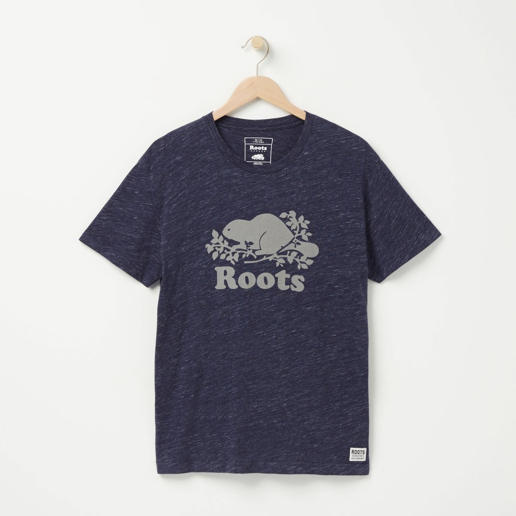 Roots 海狸 Logo短T 加拿大帶回 全新真品 情侶可搭 男短T 藍灰麻色 S號