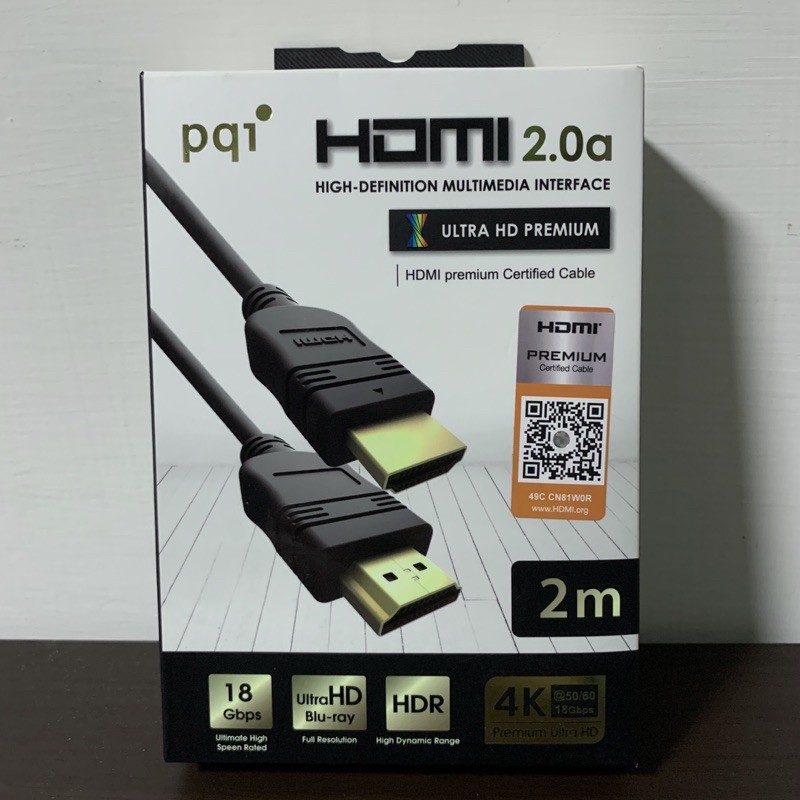 🔥現貨不用等🔥 PQI勁永 HDMI 2.0a 2米傳輸線  4K HDR影像技術 超高影像解析度