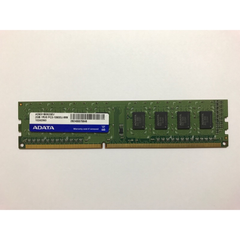 威剛 ADATA DDR3-1333 2GB PC3-10600U-999 終身保固 桌機用記憶體 單面顆粒