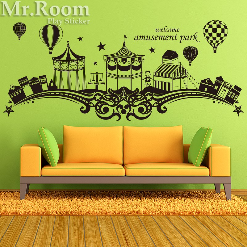 ☆ Mr.Room 空間先生創意 壁貼 遊樂園 (CT047) 馬戲團 時尚設計 壁紙 兒童 建築 嬰兒房 電腦割字