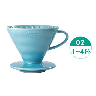 HARIO V60 陶瓷濾杯1~4杯／粉藍／VDC-02-BU-TW