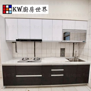 高雄系統廚具 廚房設計 客製化 廚櫃 工廠直營一字型流理臺 人造石檯面 木製桶身 林內倒T排油機 【KW廚房世界】