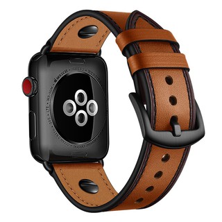 apple watch真皮表帶鉚釘朋克風 iwatch6/5/4代手錶表帶42mm蘋果手錶表帶40mm44mm真皮表帶
