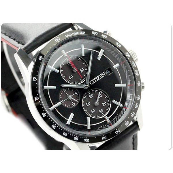 CITIZEN 星辰錶 手錶 Eco-Drive 光動能 皮帶 三眼 計時 CA0455-02E