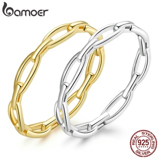 Bamoer 正品 925 純銀鍊設計戒指女士時尚首飾 BSR211