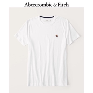 全新正品 A&F 經典刺繡標誌圓領短T AF麋鹿Logo彈性短袖上衣 T shirt T恤男士 白色