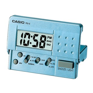 【CASIO】摺疊金屬色系電子音樹脂鬧鐘-藍(PQ-10D-2)正版宏崑公司貨