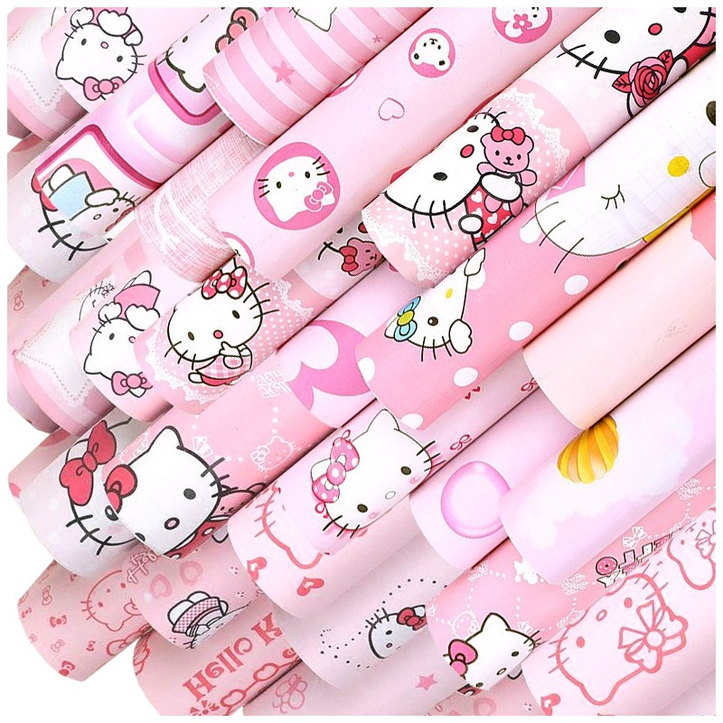 現貨閃發100cmx45cm厘米hello Kitty防水自粘pvc壁紙墻貼墻紙壁貼家居卡哇伊兒童禮物 蝦皮購物