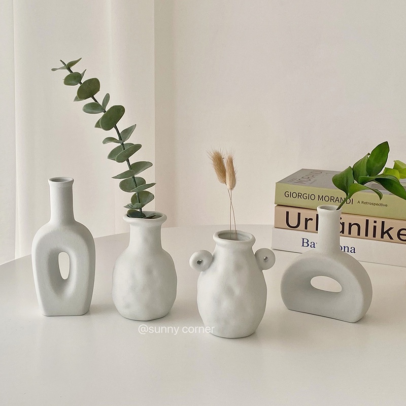 北歐ins創意陶瓷花瓶個性插花乾花花瓶擺件陶藝素坯diy花器攝影拍照花瓶簡約陶瓷小花瓶 蝦皮購物