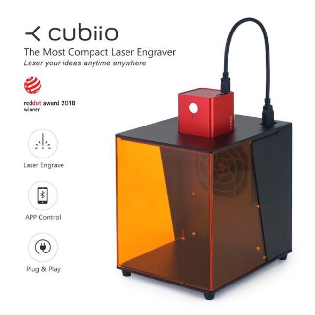 cubiio掌上型雷射雕刻機/紅色機+壓克力保護罩