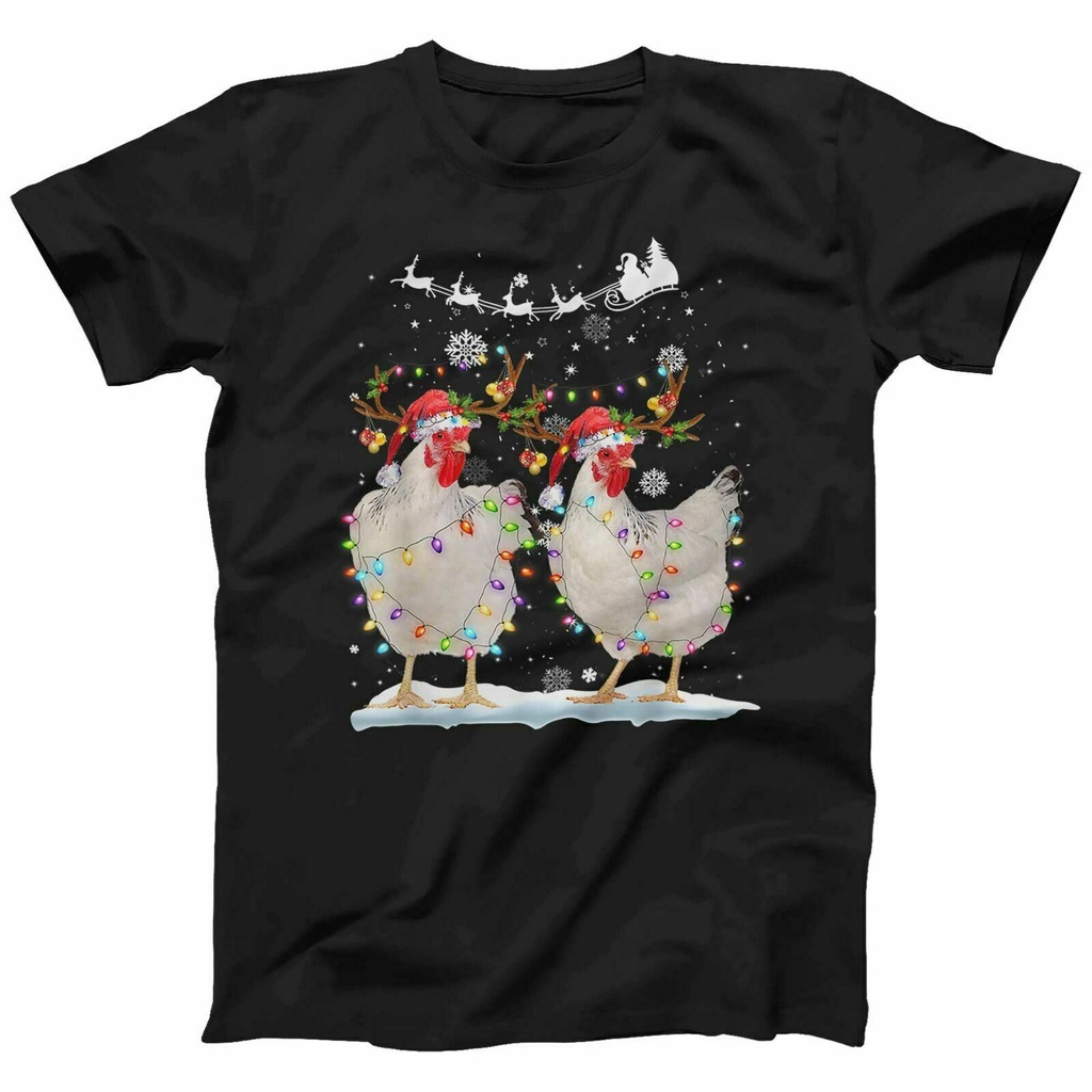 有趣的雞聖誕男士 T 恤印花家禽