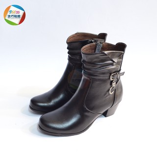 【Z.U SHOES】女鞋/短靴~臺灣手工 純牛皮 淑女短靴~黑色~