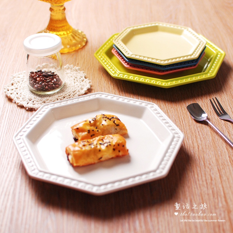 日式韓系陶瓷INS北歐西餐飯菜盤碟子創意家用幾何盤子 八角盤