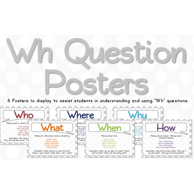 Wh 英語海報疑問詞疑問句例句幼稚園早教教室裝修裝飾a4塑封6張 蝦皮購物