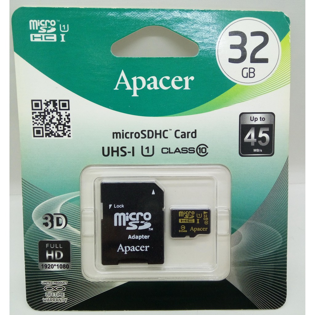 Apacer宇瞻 32GB MicroSDHC UHS-I Class10記憶卡---原廠終身保固