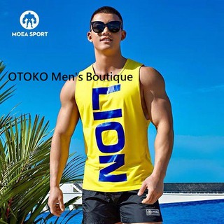 【OTOKO Men's Boutique】MOEA SPORT 墨立方:LION獅子運動透氣背心／黃色(台灣獨家代理)
