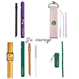 🈶️現貨🌟Starbucks 星巴克🌟粉彩玻璃吸管組😺黑貓造型玻璃吸管組🐯石虎玻璃吸管組 可收納吸管附盒-綠 環保餐具