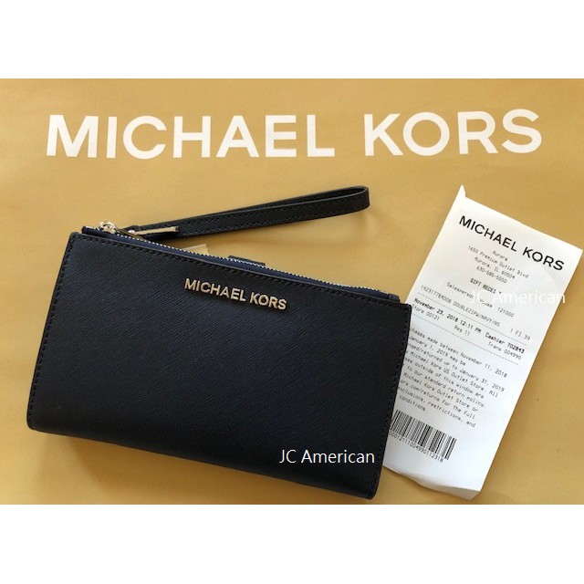 【美國JC】【清倉】Michael Kors MK 金色logo 深藍色 防刮皮革 中長夾/手拿包/手機包 ~現貨在台