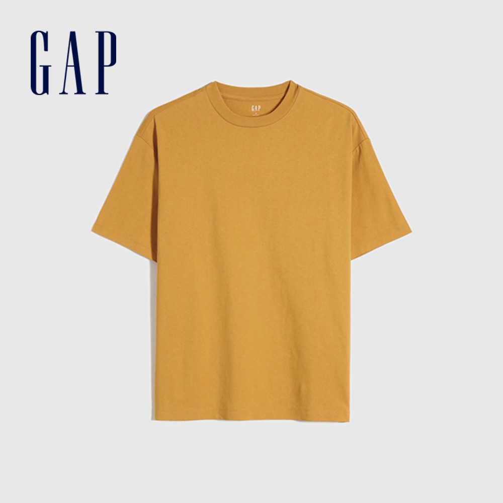 Gap 男女同款 棉質舒適圓領短袖T恤 厚磅密織系列-薑黃色(590048)