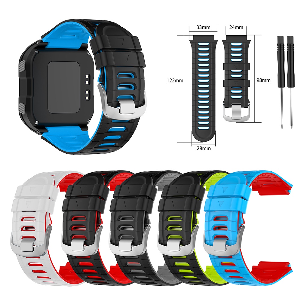 適用於佳明Garmin Forerunner 920XT雙色硅膠錶帶 透氣雙色運動TPU替換腕帶 手錶錶帶配件 贈送工具