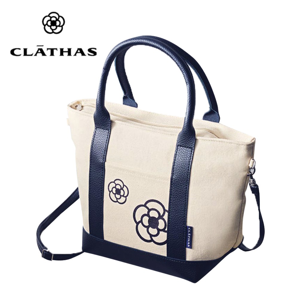 日本 CLATHAS 山茶花 皮革帆布 兩用包 手提包 側背包 斜背包 肩背包 小方包 韓國 雜誌 附錄包