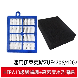 HEPA13級過濾網/濾心+高密度水洗綿 適用伊萊克斯吸塵器(ZUF4206ACT / ZUF4207ACT)