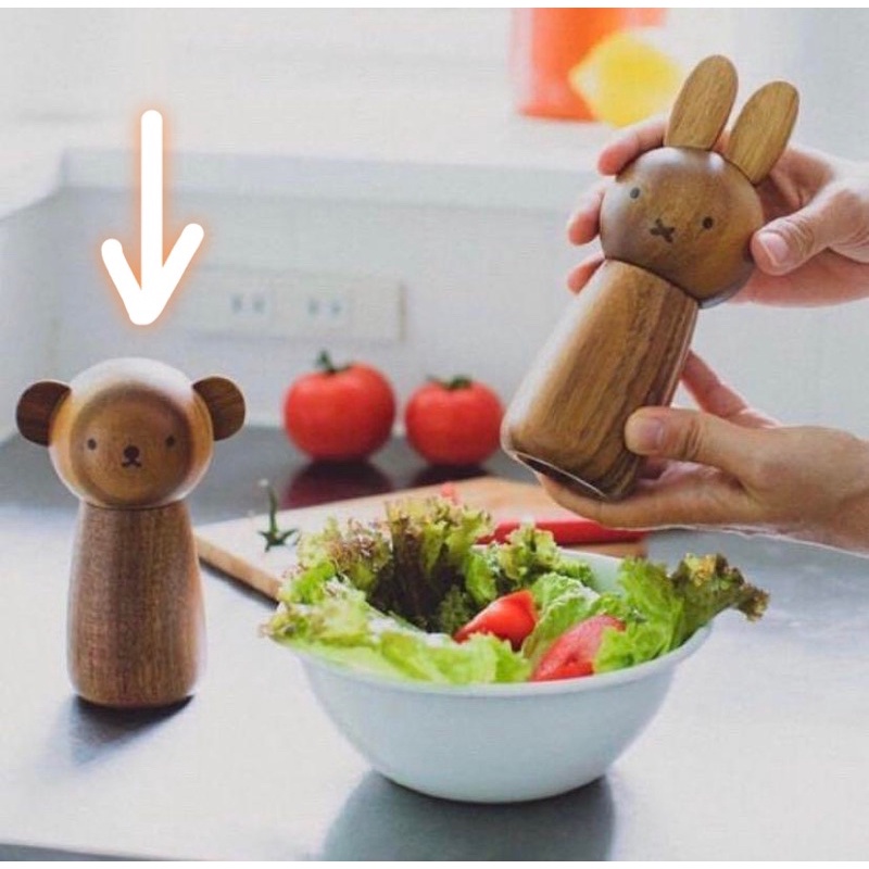 日本Boris熊(Miffy米飛兔)木製胡椒研磨器、胡椒罐。