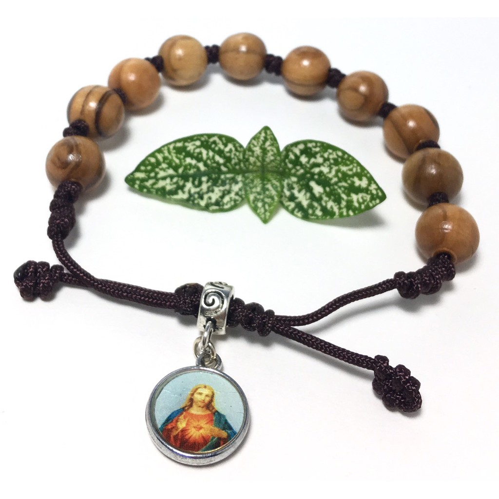 天主教聖物以色列進口橄欖木念珠手鍊(10mm)_耶穌聖像#8251021