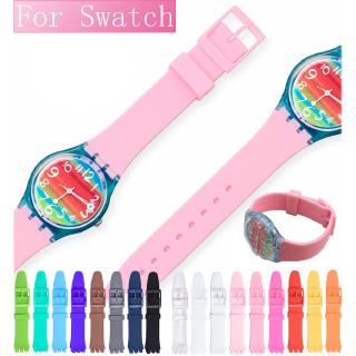 適配Swatch斯沃琪錶帶 矽膠手錶配件 16mm 17mm 19mm 20mm純色矽膠錶帶