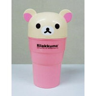 車之嚴選 cars_go 汽車用品【RK187】日本Rilakkuma懶懶熊拉拉熊懶妹 杯架式可掀蓋垃圾桶 收納置物盒