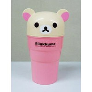 車之嚴選 cars go 汽車用品【RK187】日本Rilakkuma懶懶熊拉拉熊懶妹 杯架式可掀蓋垃圾桶 收納置物盒
