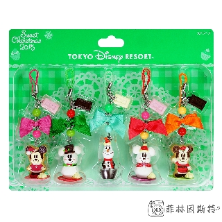 2015年限定 Disney 迪士尼 【聖誕節限定版吊飾 五個一組】日本 東京 海洋 迪士尼樂園 菲林因斯特