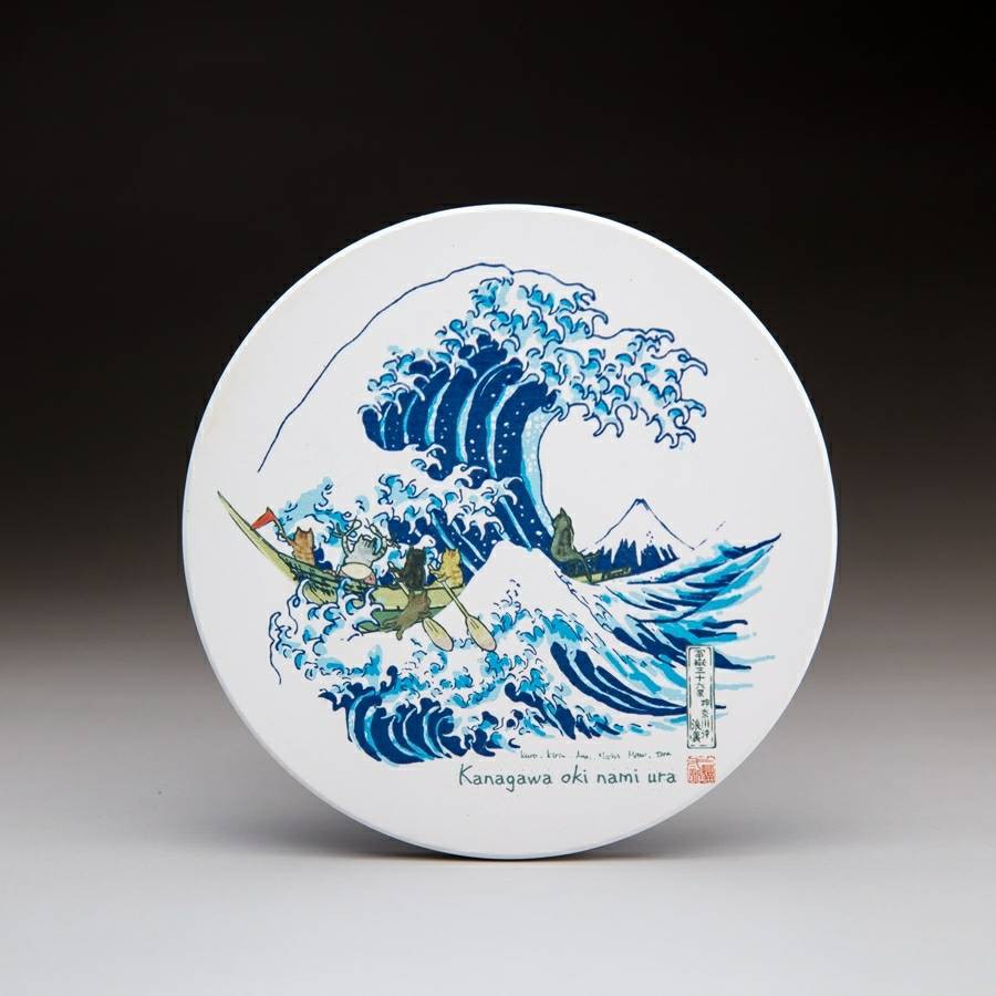 浮世繪神奈川衝浪裡的貓 陶瓷吸水杯墊 蝦皮購物