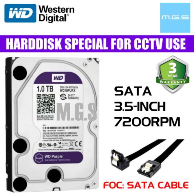 Wd Purple 1TB / 2TB / 3TB / 4TB / 6TB 紫色監控 CCTV WESTERN DIGI #8
