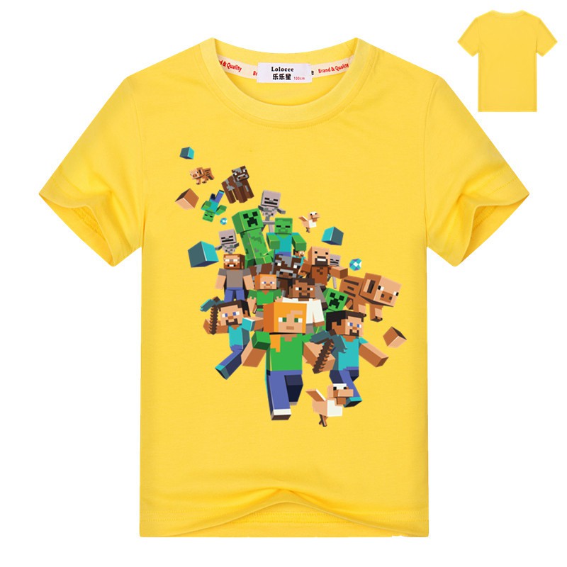 現貨 童裝19新款我的世界遊戲體恤夏季純棉短袖minecraft 苦力怕上衣男女學生動漫衣服 蝦皮購物