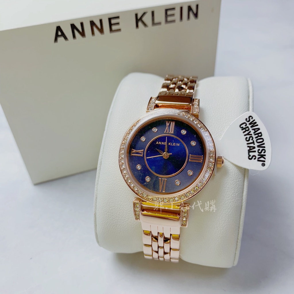 🇺🇸【現貨不用等】Anne Klein 女士手錶 Swarovski 施華洛世奇水晶 玫瑰金海軍藍 AK2928