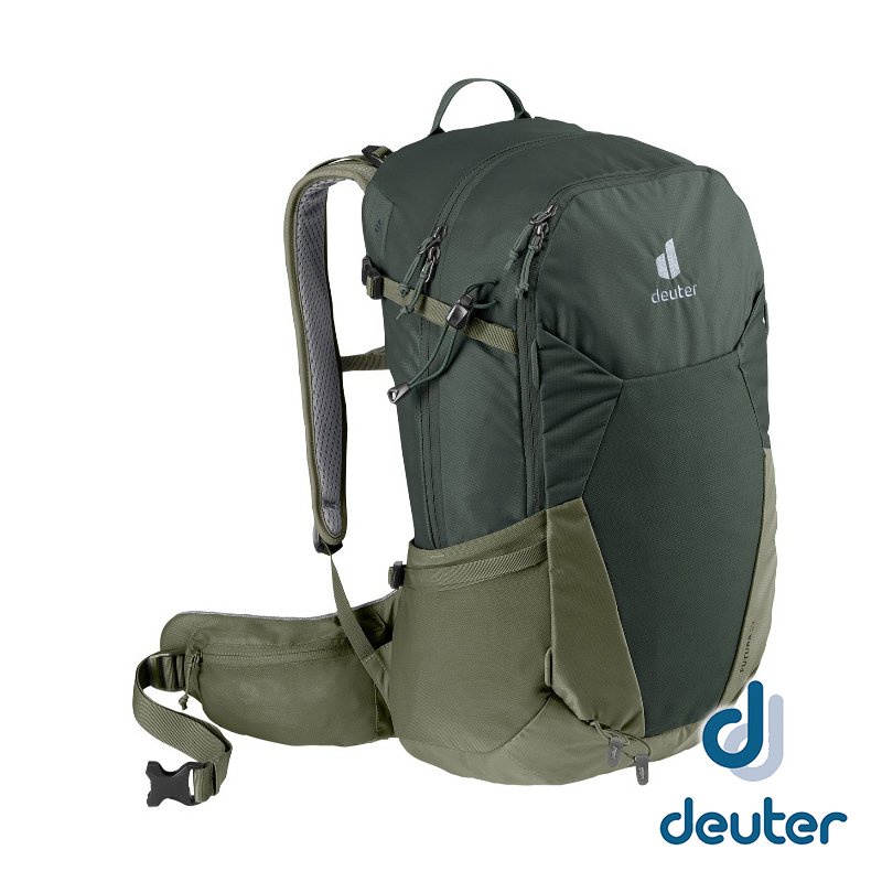 【德國 deuter】FUTURA 透氣網架 背包 27L『墨綠/卡其』3400321