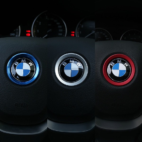 BMW 寶馬 方向盤車標裝飾圈 X1  X3 X4 X5 X6 1系 3系 5系 鋁合金 紅色款 藍 銀 方向盤圈
