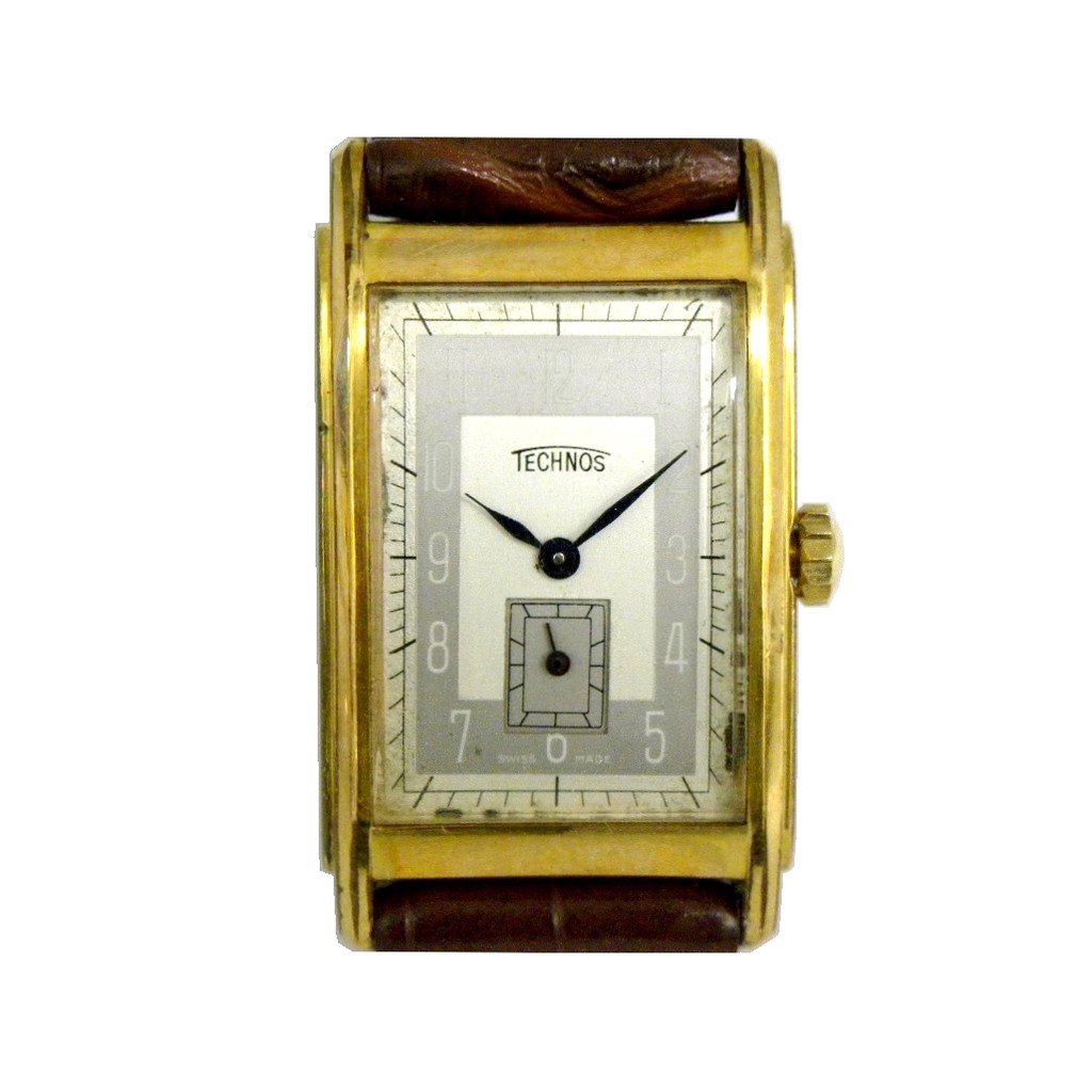 [專業模型] 機械錶 [TECHNOS T370714] 蒂諾 方型 [小秒針] 手上鍊錶[白色面]+盒+保單(昭和)
