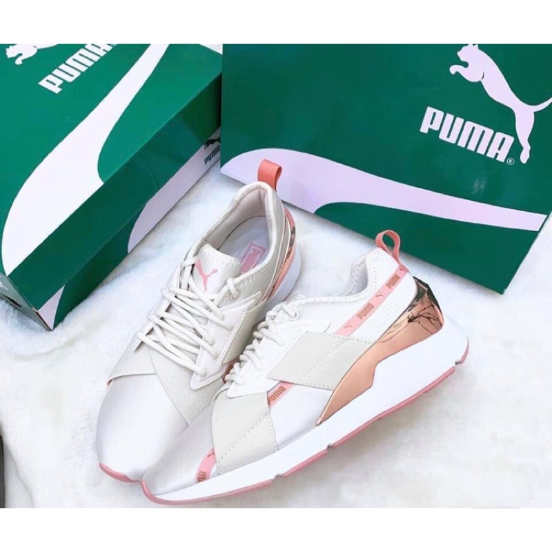 Puma muse 運動鞋 全新 24-24.5 米色x玫瑰金